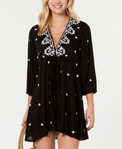 Raviya Womens Embroidered 3/4-Sleeve Dress Cover-Up Size Small Color Black - £49.97 GBP