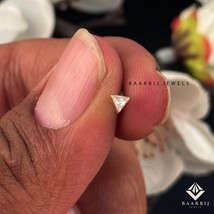 Kiki&#39;s Invisible Set 14K Solid Gold Triangle Moissanite Diamond Stud ear... - $210.00