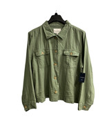 Lucky Brand Jacket Womens XL Green Linen Blend Utility Oversized Boxy Mi... - $38.95