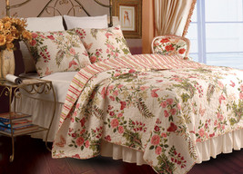 BUTTERFLIES N STRIPES REVERSABLE  QUILT BED SPREAD  SET  KING  SIZE 3 PIEC - £111.64 GBP