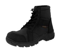 Mens Black Work Boots Tactical Outdoor Leather Nylon Fabric Lace Up Bota... - $59.99