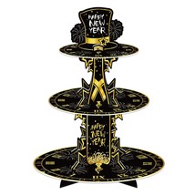 Happy New Year Cupcake Stand 3-Tier Round Cupcake Stand New Years Eve Ca... - $16.99