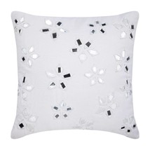 Mirror 16&quot;x16&quot; Cotton Canvas White Throw Pillow Covers, Floral Lake - $39.34+