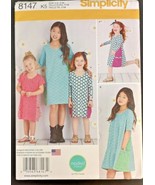 Simplicity Pattern 8147 Child&#39;s Sack Dress Contrast Panels Pockets Sz K5... - £11.60 GBP