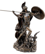 Ancient Greek Goddess Athena / Minerva throws javelin bronze statue 26cm... - £94.45 GBP