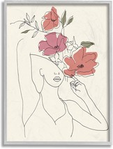 Stupell Industries Female Linework Portrait Blooming Floral Sketch, Design by - £43.15 GBP