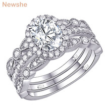 3 Pieces 925 Sterling Silver Oval Engagement Ring Bridal Set for Women AAAAA CZ  - £56.85 GBP