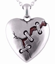 Controse Cure for a Broken Heart Stitched Red Crack Steel Pendant Necklace - £22.43 GBP