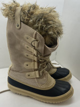 Sorel Joan Of Arctic Boots Womens 8 Beige Tan NL1452-241 Leather Suede Faux Fur - £39.91 GBP