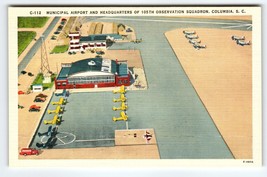 Municipal Airport Planes Runway Columbia South Carolina Linen Postcard Unused - £12.17 GBP