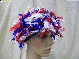 Red White Blue Feather Wig Patriotic America Clown USA Patriot July 4 Un... - $180.68 MXN