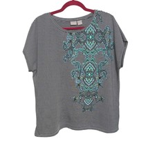 Chico&#39;s Zenergy T-Shirt Womens 3 (16-18) Cap Sleeve Striped Paisley Desi... - $24.24