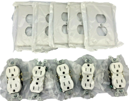 LEVITON Wall Outlets &amp; Wall Plates T5320-W M52-P-J8-WM Lot of 5 - £14.14 GBP