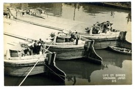 Life on Barges Real Photo Postcard Yokohama Japan  - £18.56 GBP