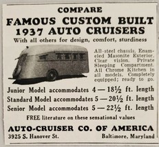 1936 Print Ad Auto-Cruiser Travel Trailers Made in Baltimore,Maryland - £6.35 GBP
