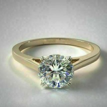 2 Ct Brilliant GRA Certified Moissanite Engagement Ring 14K Yellow Gold Plated - £73.56 GBP