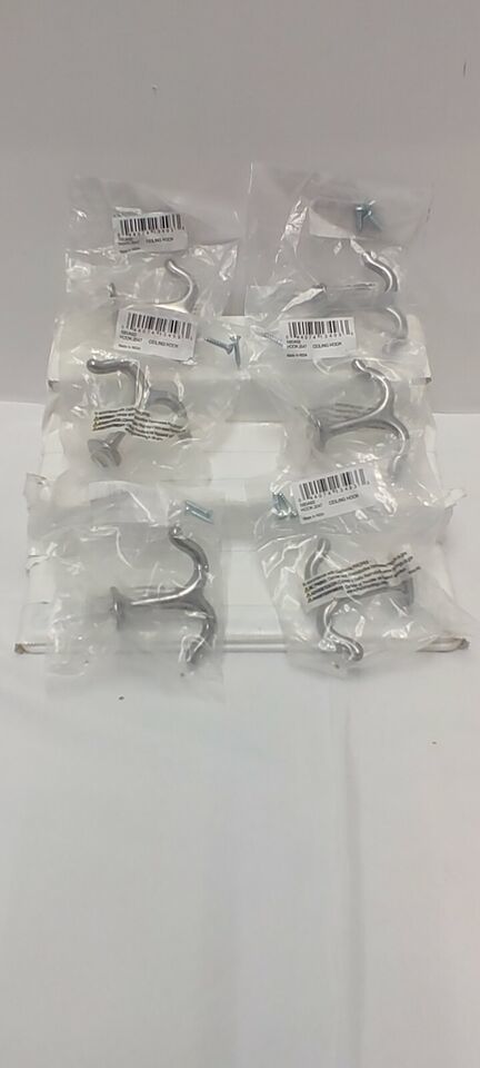 Ceiling Hooks, Lot of 6 Hooks, Hook.2047 Nickel Finish Ives 580 A92 Double