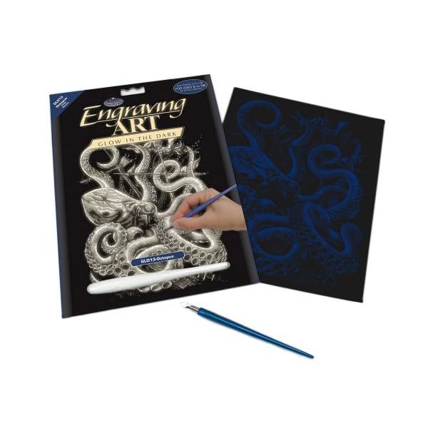 Royal &amp; Langnickel Glow In The Dark Engraving Art A4 Size Octopus Design... - $12.00