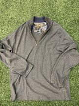 Robert Graham Mens Classic Fit Patterned 1/4 Zip Pullover Gray Sweater S... - $19.28