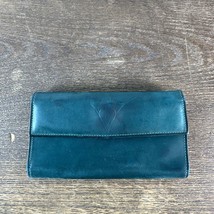 ROLFS Wallet  Teal Leather Embossed Design  Zipper Coin Organizer Clutch... - £9.91 GBP