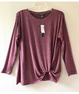Dressbarn Sz M Front Side Knot Knit Blouse Pullover Shirt Top Stretch Va... - $20.10