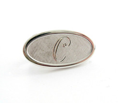 Tie Clasp Men&#39;s Vintage Initial C Letter Silvertone Original Box Signed Swank - £15.02 GBP