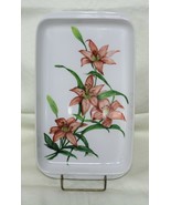 Porcelain Artist Teacher Lillie Stover Handpainted Tray Lillies Tiger Li... - £32.64 GBP