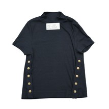 We The Free Shirt Women XS Black Short Sleeve Side Buttons Turtle Neck - £19.75 GBP