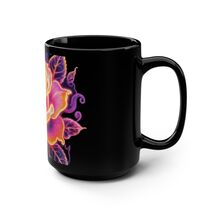 Steampunk Cyber Neon Rose Black Ceramic Coffee Mug 15oz Glow Flower Goth... - $24.28