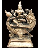 Goddess Saraswati Idol In Pure Solid Copper - 6 inches - €253,69 EUR