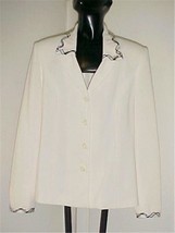 Cream 4-Button Blazer/Jacket w/Braided Trim Size 8 NEW - £18.29 GBP