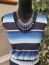 Merona Women&#39;s Blue Multicolor Rayon Scoop Neck Sleeveless Knee Length Dress XL - $28.00