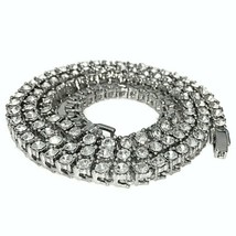Men&#39;s 6MM Simulated Diamond Tennis Necklace 14K Black Gold Plated Silver 18 - £863.65 GBP