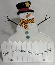 “Snowmen Make Your Heart Melt” Wooden Painted Christmas Card Holder Home... - $9.85