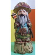 Russo Intagliato a Mano E Dipinto Gnomo IN Piedi Su Legno Stump &quot; Grizzl... - $442.31 CAD