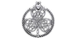 Jewelry Trends Celtic Claddagh Shamrock Irish Clover Sterling Silver Pendant - £39.40 GBP