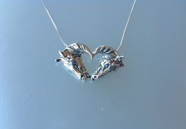 Horses heart necklace sterling silver pendant stone set eyes jewelry - $95.04