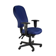 Navy Blue Fabric Seat Swivel Adjustable Task Chair Fabric Back Plastic Frame - £579.32 GBP