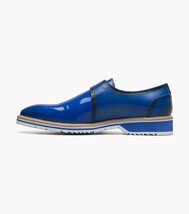Stacy Adams Bartram Plain Toe Monk Strap Patent Shoes Blue 25724-400 image 4