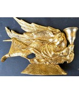 Vintage Brass Winged Christian Religion Religious Angel Candlestick Holder - $42.79 CAD