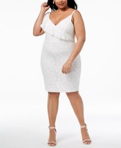 Soprano Womens Plus Size Ruffled Lace Bodycon Dress Size 1X Color Off White - £52.50 GBP