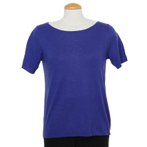 Eileen Fisher Adriatic Blue Fine Merino Wool Knit Jersey Sweater Top - £78.65 GBP