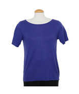 EILEEN FISHER Adriatic Blue Fine Merino Wool Knit Jersey Sweater Top - $136.16 CAD
