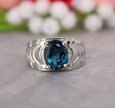 Natural London Topaz Ring Handmade Fashion Ring 925 Sterling Silver Simple Ring - £82.95 GBP