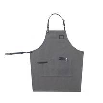 Utility Canvas Bib Apron With Pockets With Leather Straps - £34.60 GBP