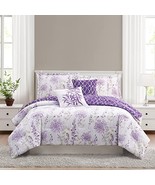 Boho Living 5 Piece Comforter Set Fresh Meadow Full Queen Bedding Purple - $69.29