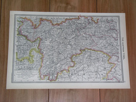 1908 Original Antique Map Of Austrian Tyrol / Tirol Italy / Austria - £21.90 GBP