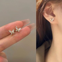 14K Gold Mini Bloom Stud Earrings- S925 Silver, small, dainty, gift, butterfly - £26.02 GBP