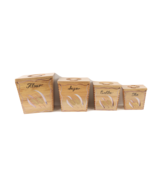 Vintage 50s Mid Century Modern MCM Set of 4 Wood Hand Painted Wheat Cani... - $1,848.58 MXN