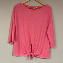 GAP Bubblegum Pink Barbiecore Tie Bottom Blouse Womens S Shirt Top Vacation Soft - £21.90 GBP